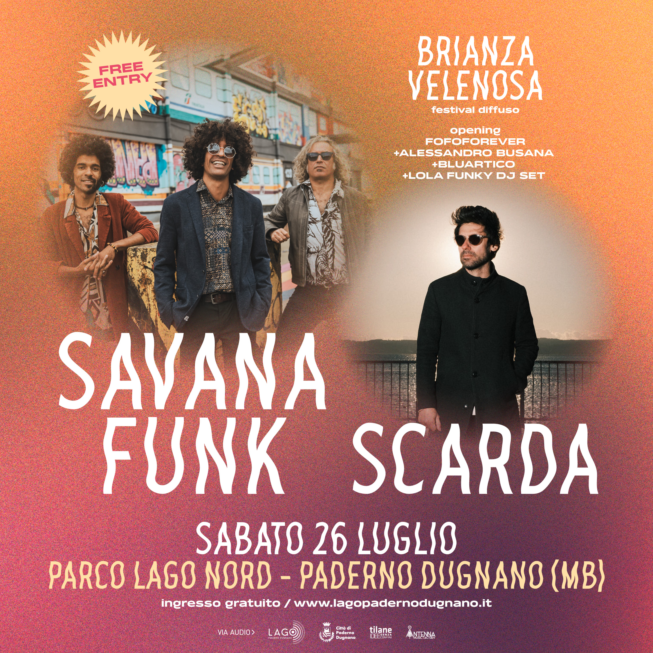 SAVANA FUNK + SCARDA + BAND BRIANZOLE ✱ PARCO LAGO NORD ✱ PADERNO DUGNANO